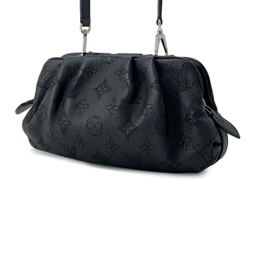 Louis Vuitton Monogram Mahina Scala Mini Pouch Black Leather Good condition - Back View