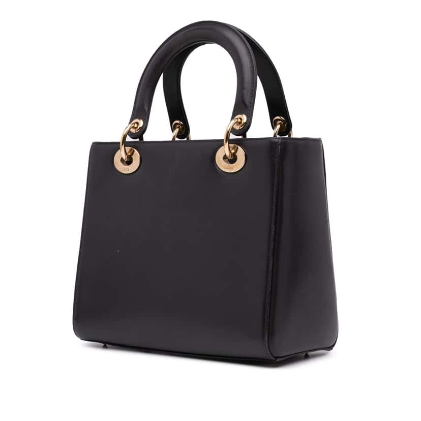 Dior Medium Calfskin Pockets Lady Dior Black Leather Good condition - Back View