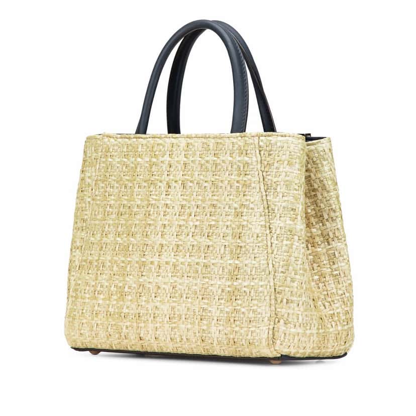 Fendi Small Woven Raffia Vitello Regular 2Jours Satchel Brown Good condition - Back View