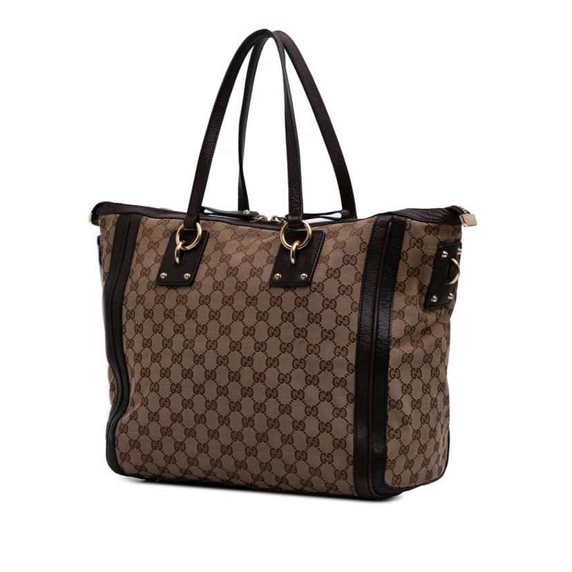 Gucci GG Canvas Charm Satchel Brown Canvas Good condition - Back View