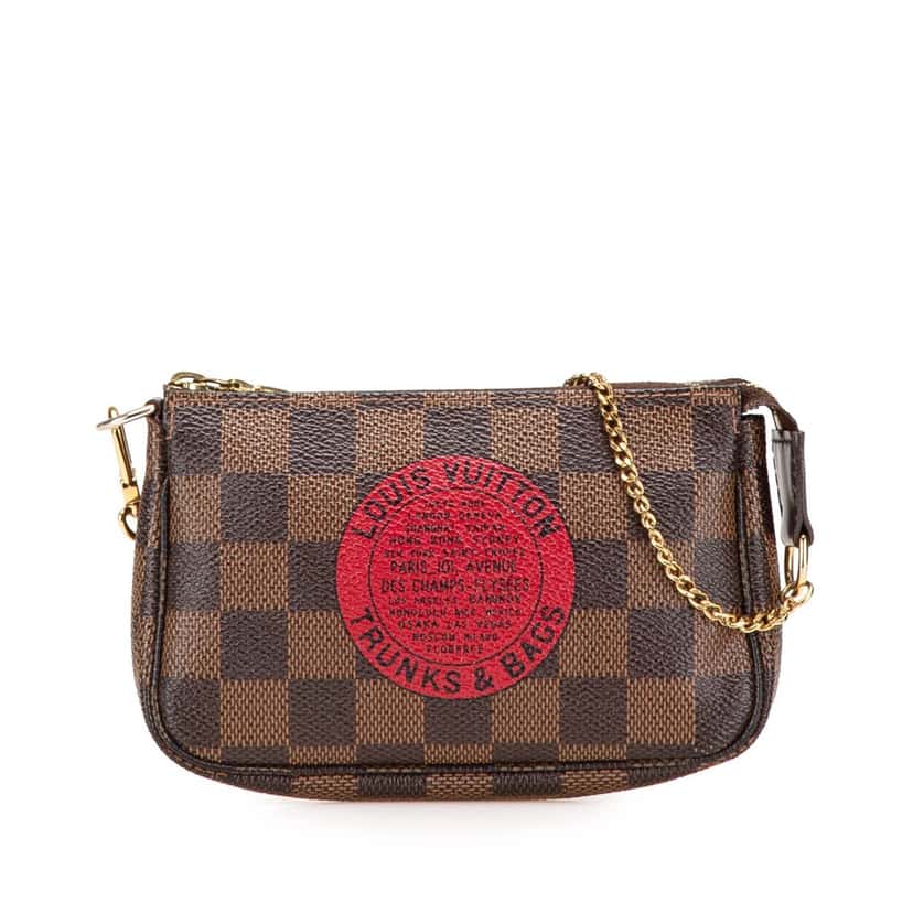 Louis Vuitton Damier Ebene Trunks and Bags Mini Pochette Accessoires Brown Canvas Good condition - Front View