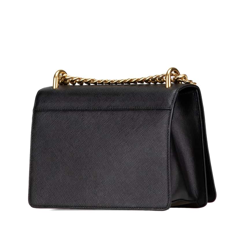 Prada Saffiano Lux Chain Crossbody Black Leather Good condition - Back View