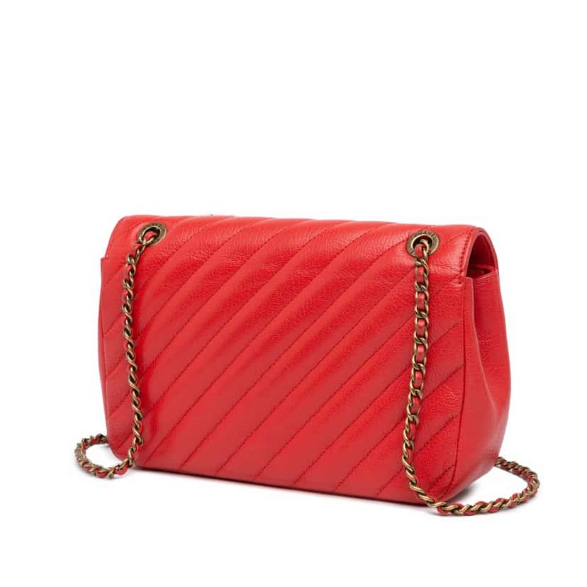Chanel Small Diagonal Quilted Goatskin Flap Red Leather Very good condition - Back View