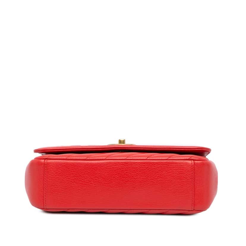 Chanel Small Diagonal Quilted Goatskin Flap Red Leather Very good condition - Inside View