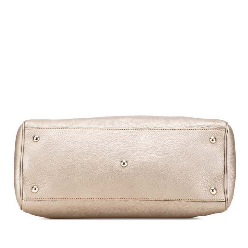 Gucci Medium Calfskin Bamboo Shopper Satchel Gold Leather Good condition - Inside View