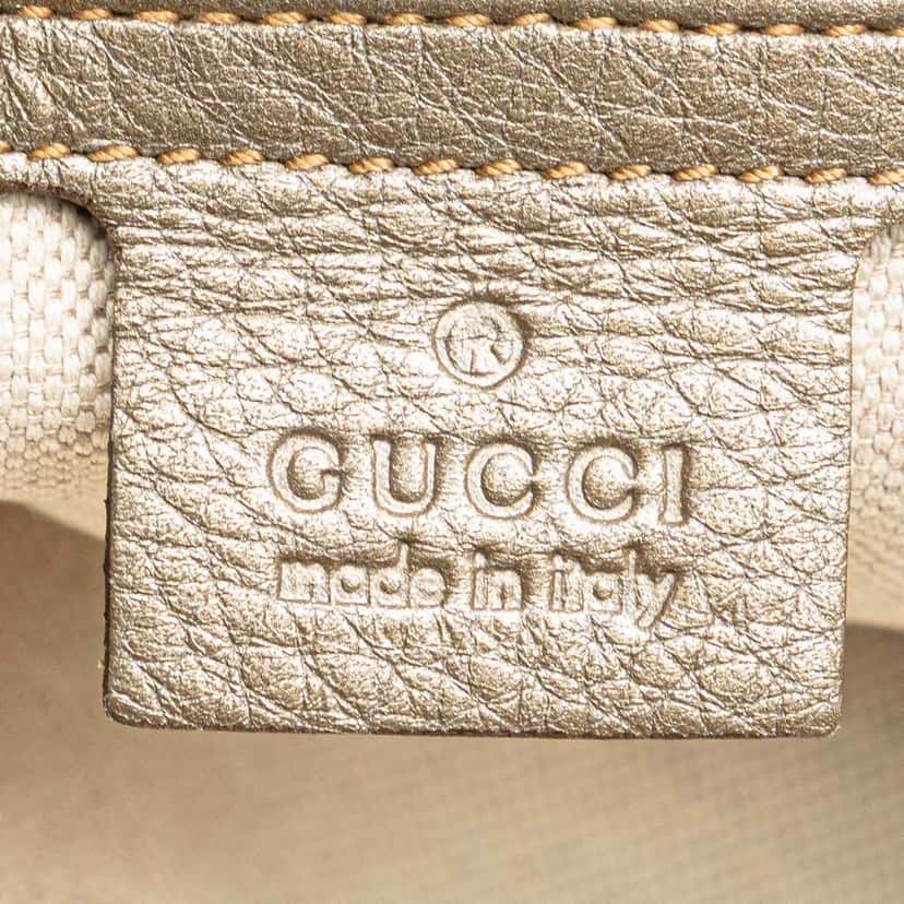 Gucci Medium Calfskin Bamboo Shopper Satchel Gold Leather Good condition - Box View