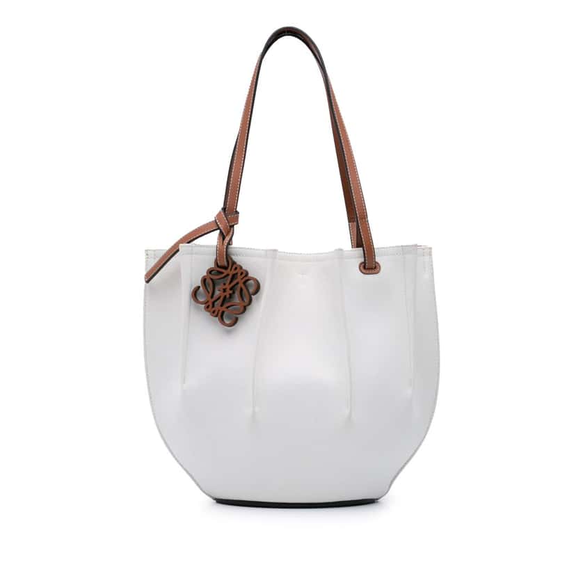 Loewe Paulas Ibiza Denim Shell Basket Tote White Denim Good condition - Front View