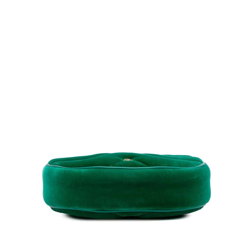 Gucci Mini GG Marmont Matelasse Velvet Torchon Half Moon Bag Green Velvet Good condition - Inside View