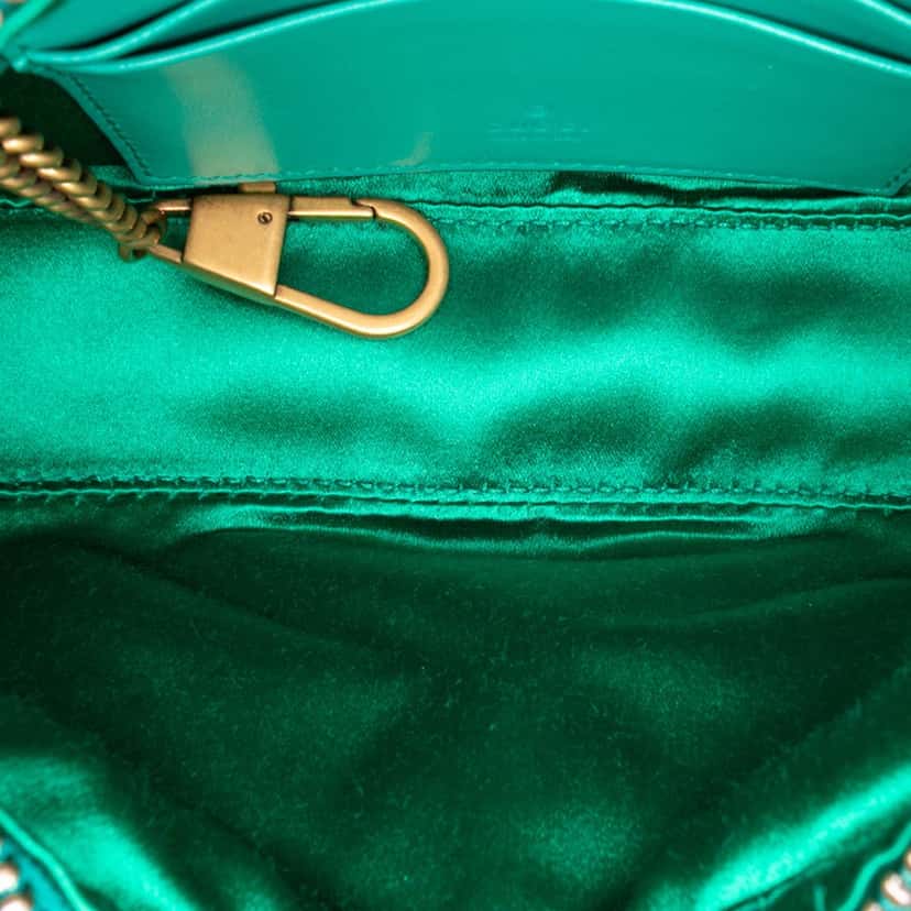 Gucci Mini GG Marmont Matelasse Velvet Torchon Half Moon Bag Green Velvet Good condition - Model View