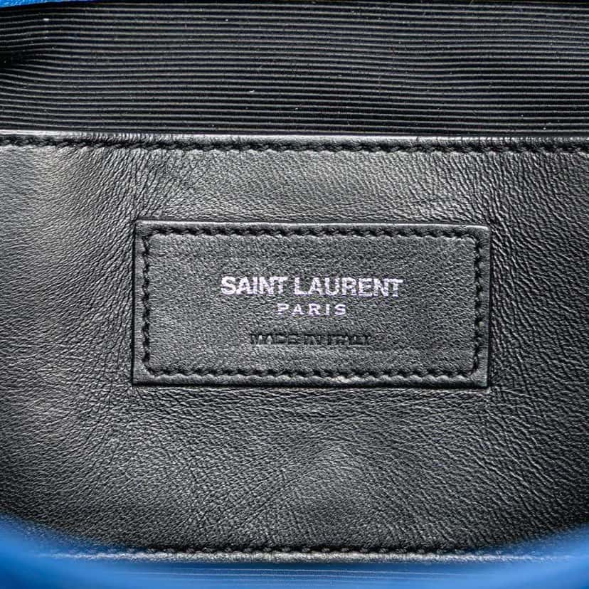 Saint Laurent Medium Matelasse Sheepskin Monogram Envelope Shoulder Bag Blue Leather Good condition - Box View