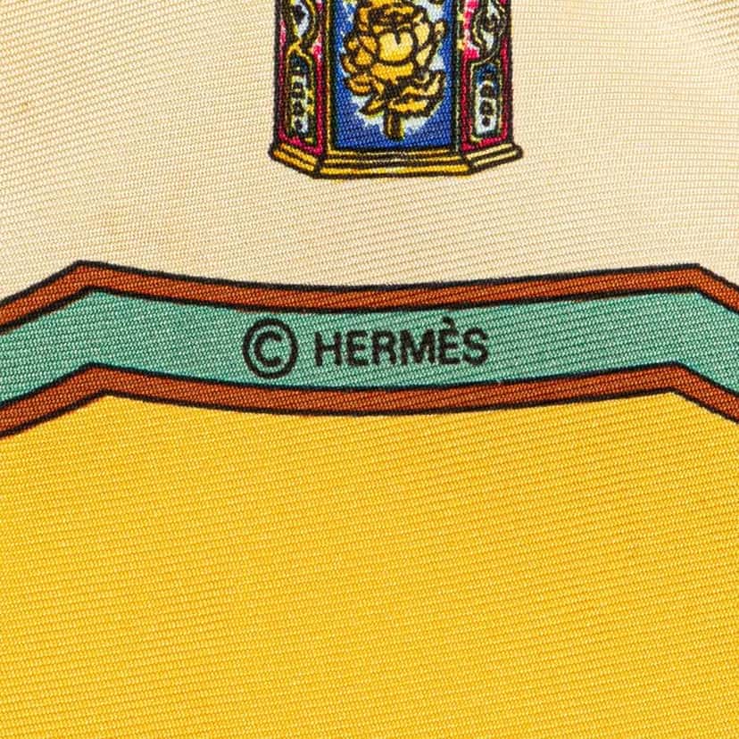 Hermès Qu'Importe Le Flacon Silk Scarf Yellow Silk Good condition - Inside View