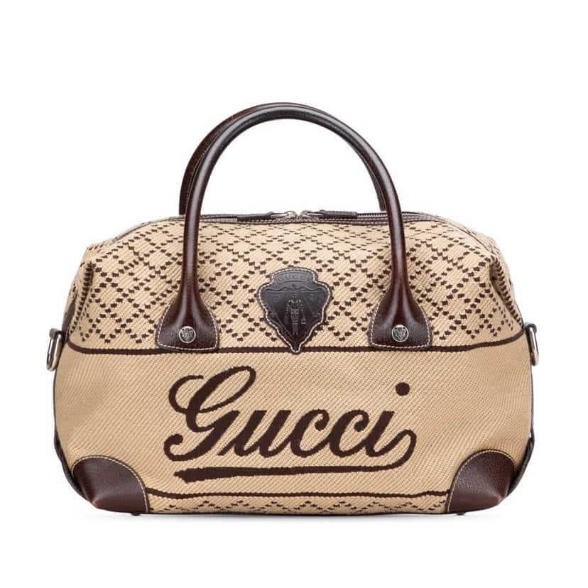 Gucci Diamante Canvas Crest Boston Brown Canvas Good condition - Front View