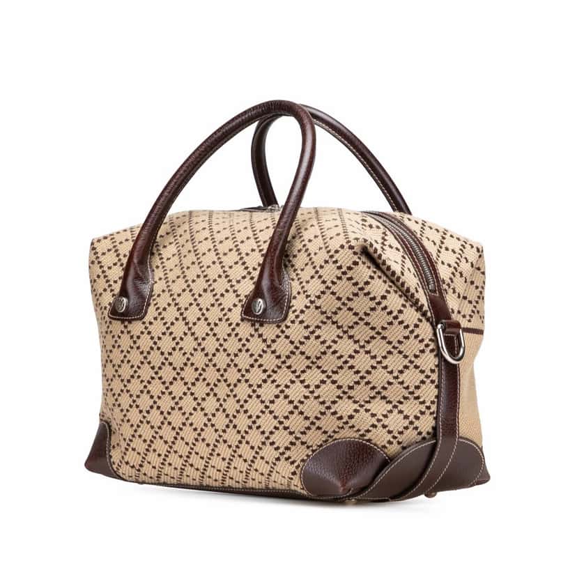 Gucci Diamante Canvas Crest Boston Brown Canvas Good condition - Back View