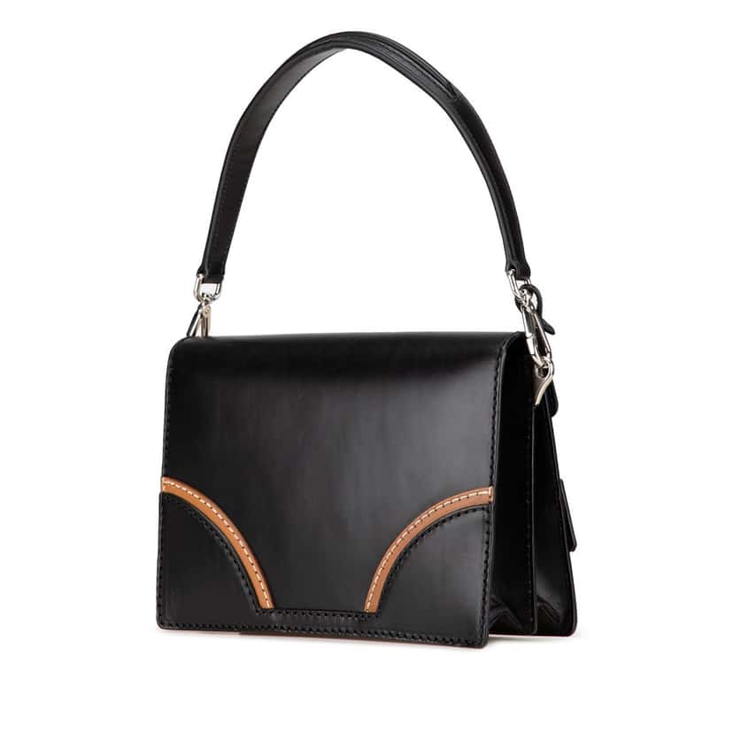 Prada Vitello Stitched Sound Lock Satchel Black Leather Good condition - Back View