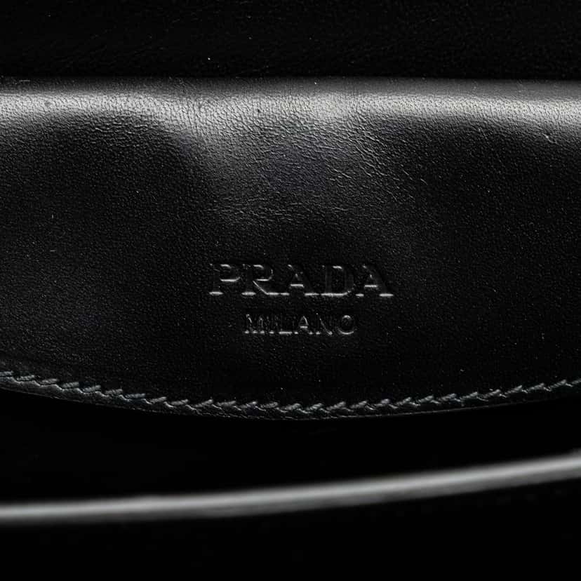 Prada Vitello Stitched Sound Lock Satchel Black Leather Good condition - Box View