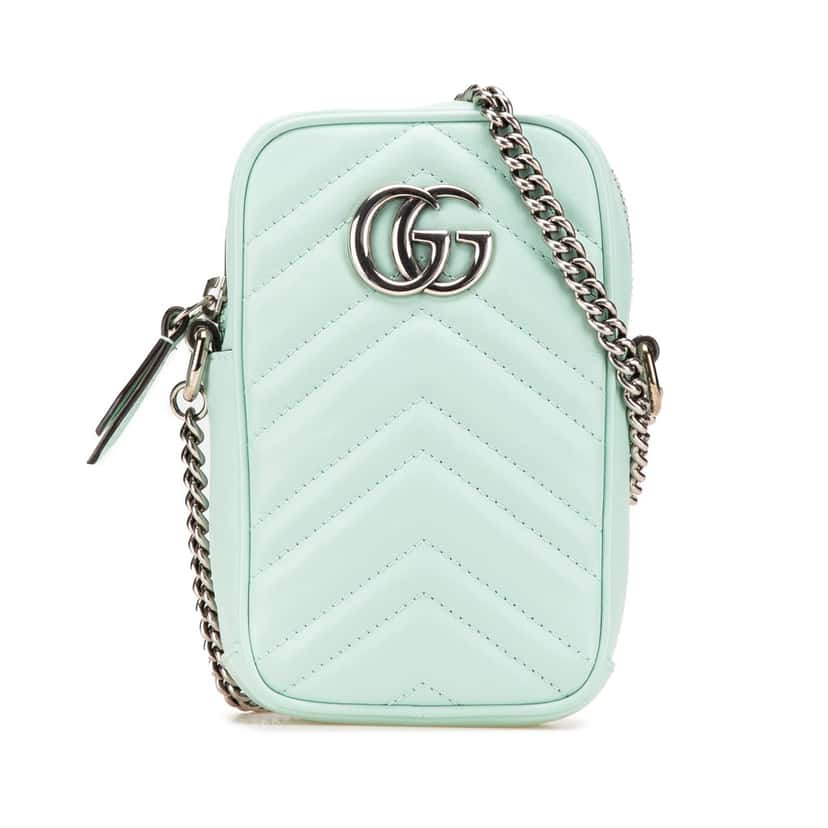 Gucci Mini GG Marmont Matelasse Leather Crossbody Green Leather Good condition - Front View