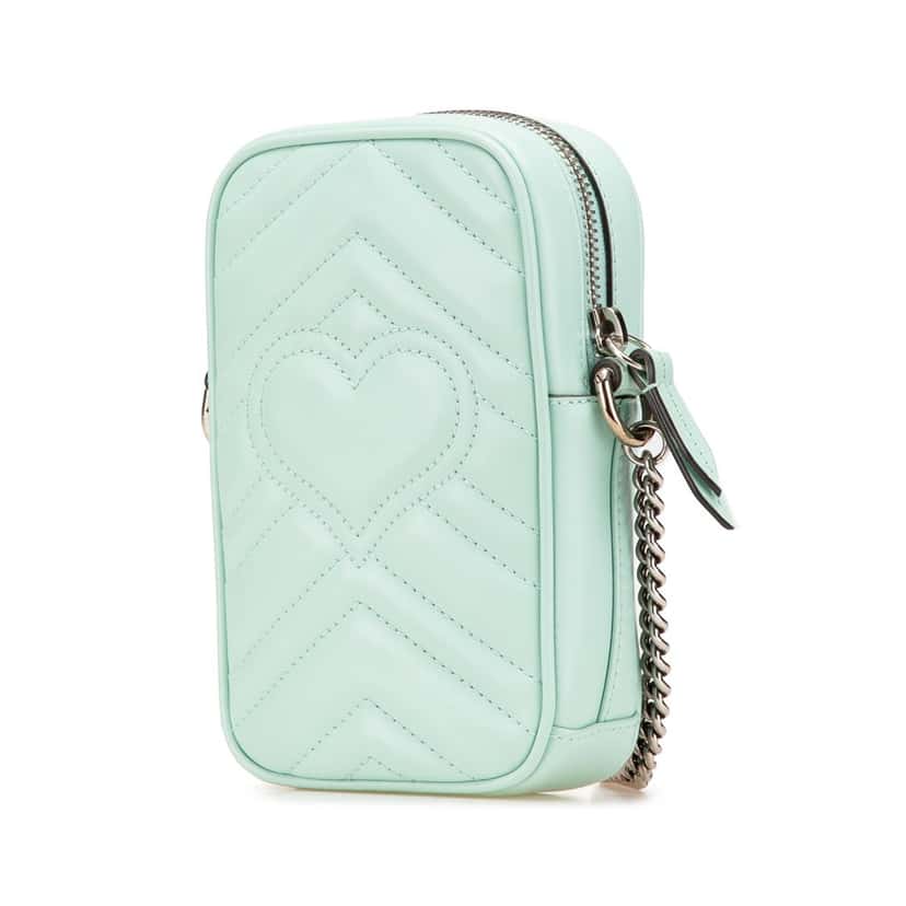 Gucci Mini GG Marmont Matelasse Leather Crossbody Green Leather Good condition - Back View