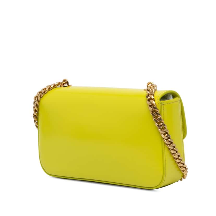Celine Calfskin Cuir Triomphe Chain Shoulder Bag Yellow Leather Good condition - Back View