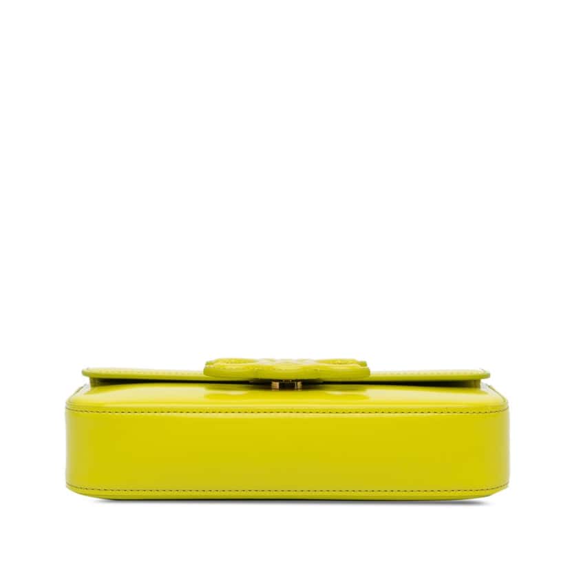 Celine Calfskin Cuir Triomphe Chain Shoulder Bag Yellow Leather Good condition - Inside View