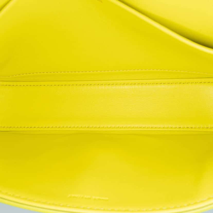 Celine Calfskin Cuir Triomphe Chain Shoulder Bag Yellow Leather Good condition - Model View