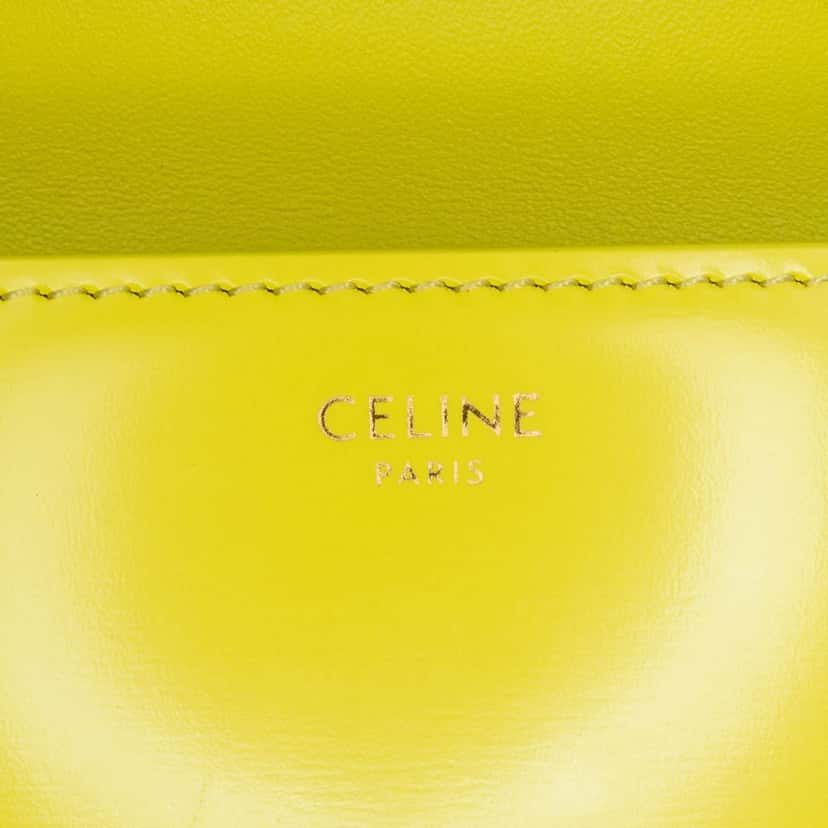 Celine Calfskin Cuir Triomphe Chain Shoulder Bag Yellow Leather Good condition - Box View