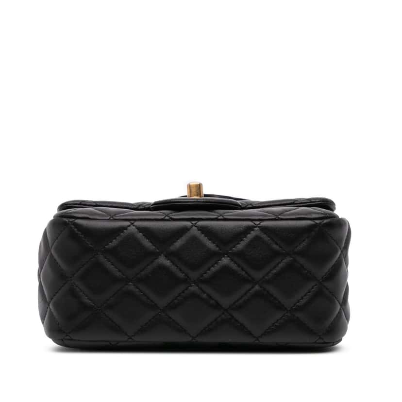 Chanel Mini Square Lambskin Romance Single Flap Black Leather Good condition - Inside View