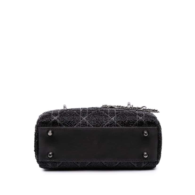Dior Mini Beaded Lambskin Crystal Cannage Lady Dior Black Leather Good condition - Inside View