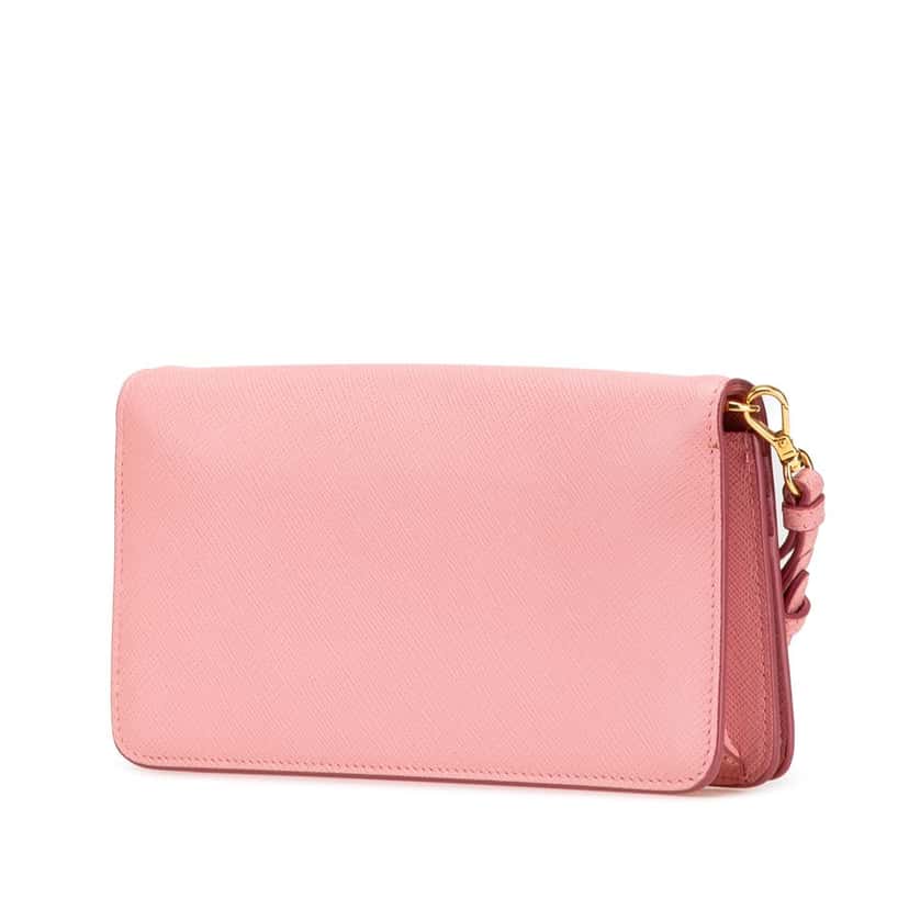 Prada Saffiano Lux Wallet on Chain Pink Leather Good condition - Back View