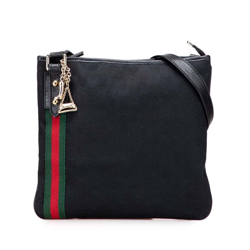 Gucci GG Canvas Jolicoeur Crossbody Black Canvas Good condition - Front View