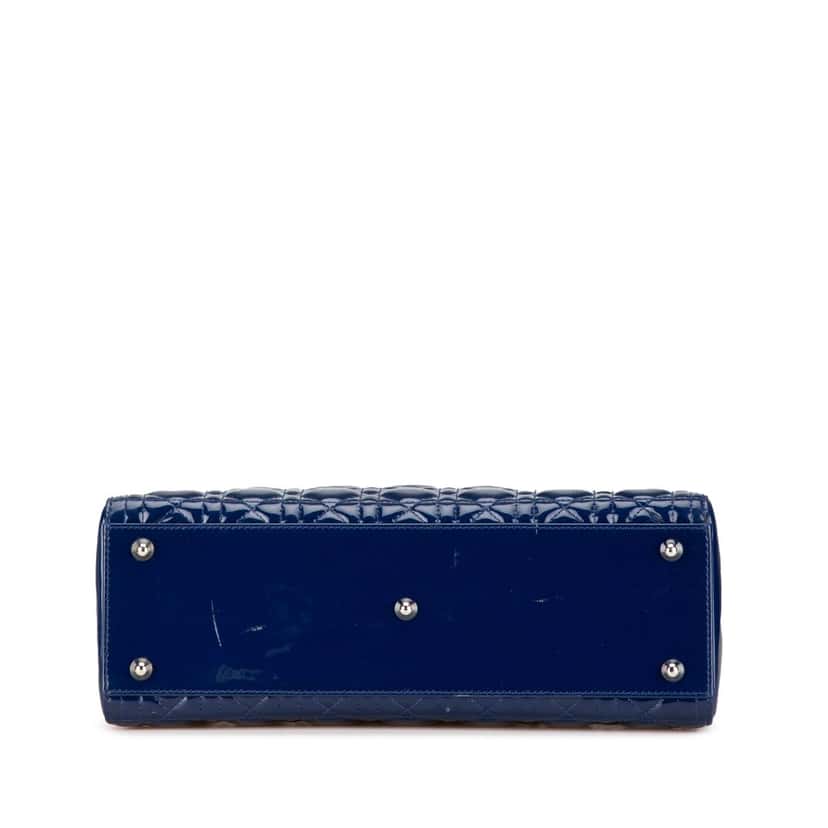 Dior Large Patent Cannage Lady Dior Blue Leather Good condition - Inside View