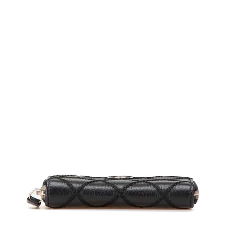 Chanel CC Quilted Calfskin Wild Stitch Zip Coin Purse Black Leather Good condition - Inside View