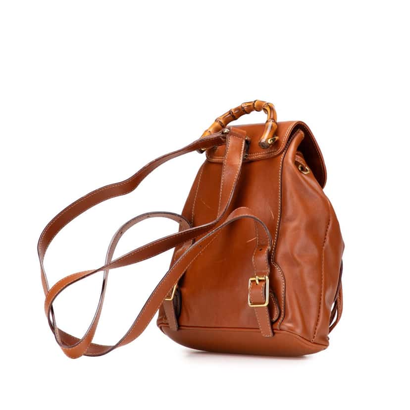 Gucci Leather Bamboo Backpack Brown Leather Good condition - Back View