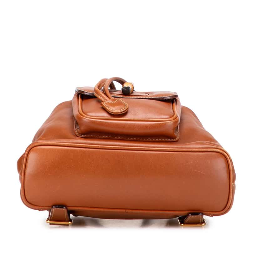 Gucci Leather Bamboo Backpack Brown Leather Good condition - Inside View