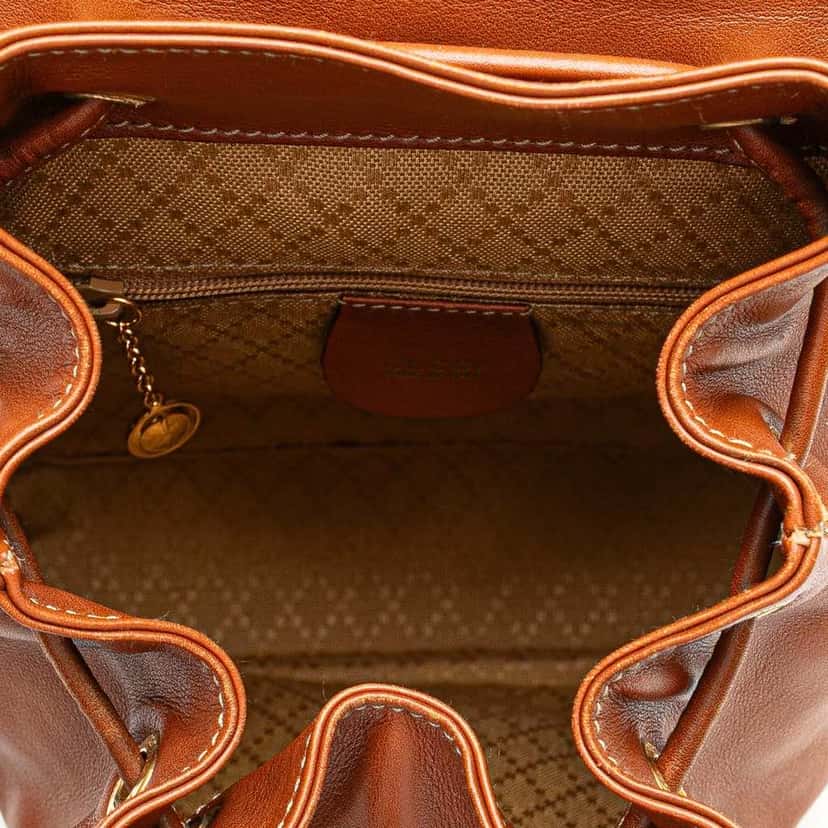 Gucci Leather Bamboo Backpack Brown Leather Good condition - Model View