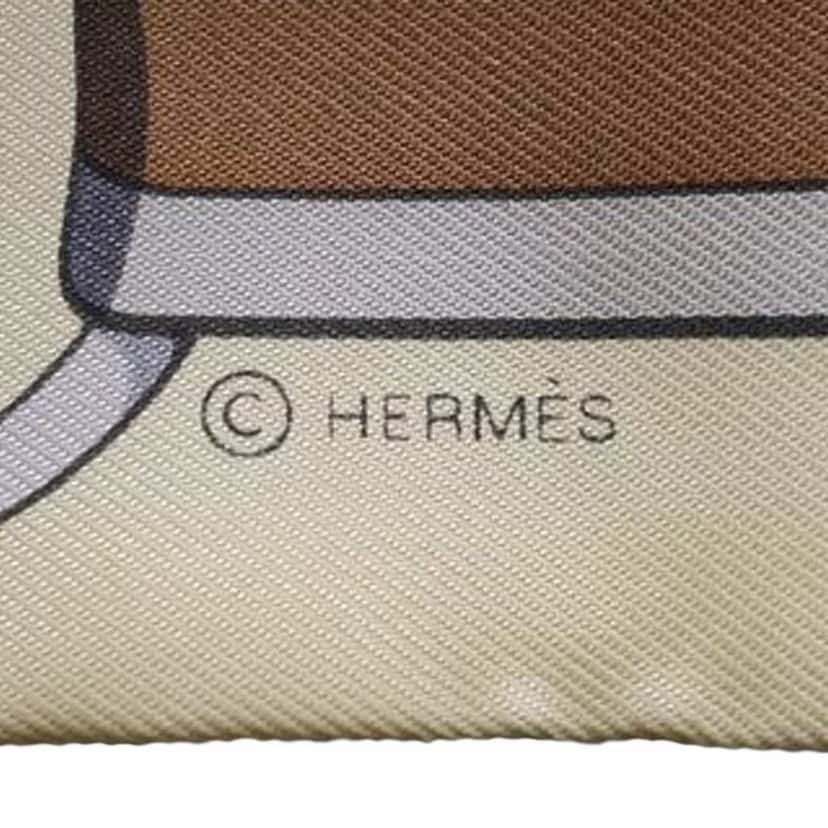Hermès Grand Tralala Silk Twilly Scarf Brown Silk Very good condition - Box View