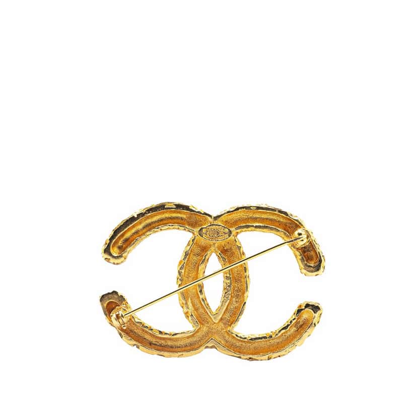 Chanel Gold Plated CC Brooch Gold Metal Good condition - Back View