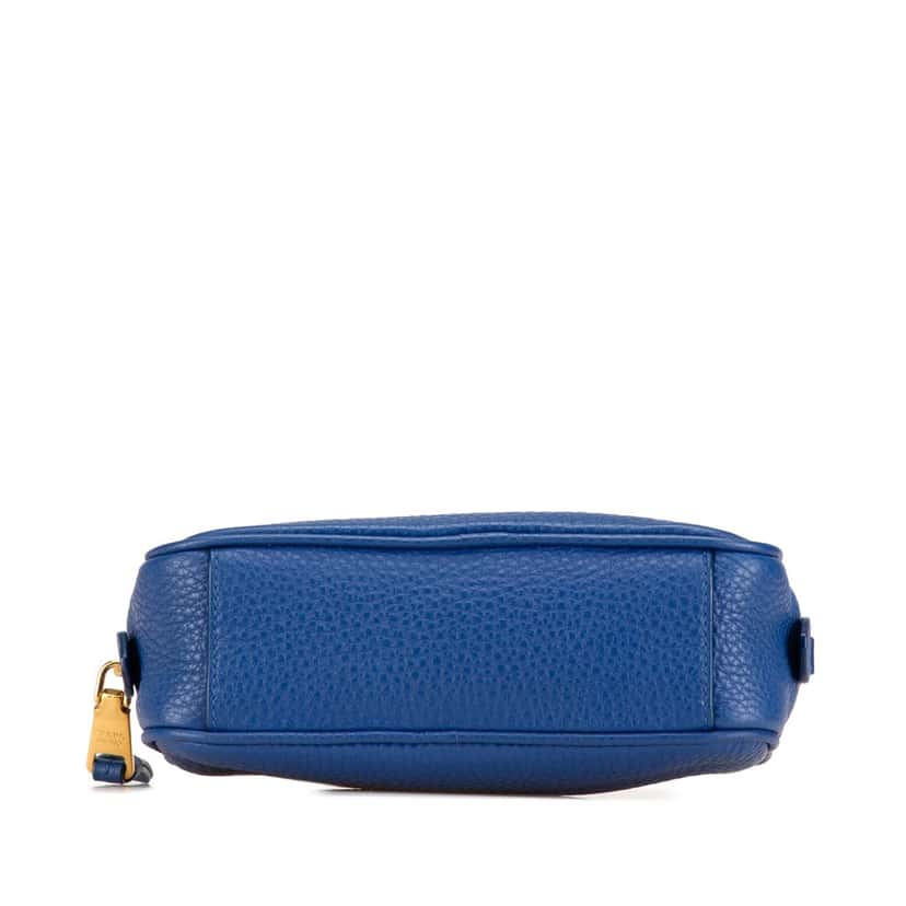 Prada Vitello Daino Cosmetic Pouch Blue Leather Good condition - Inside View