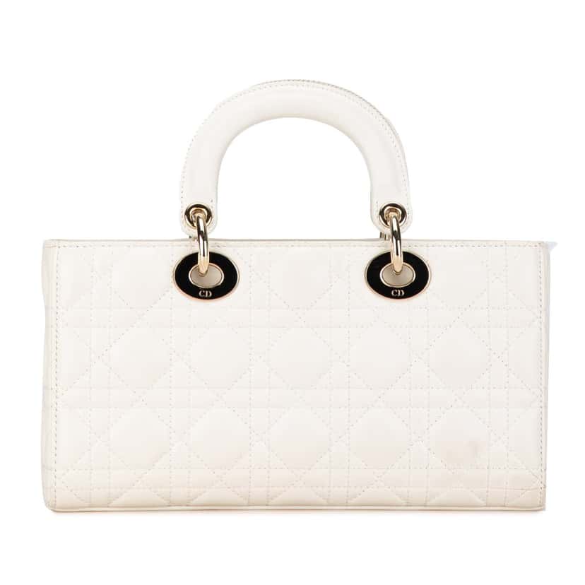 Dior Medium Lambskin Cannage Lady D Joy White Leather Good condition - Inside View