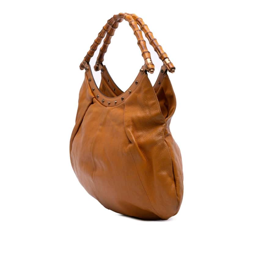 Gucci Leather Bamboo Studded Hobo Brown Leather Fair condition - Back View