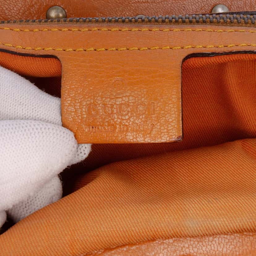 Gucci Leather Bamboo Studded Hobo Brown Leather Fair condition - Box View