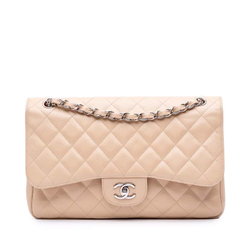 Chanel Jumbo Classic Caviar Double Flap Brown Leather Good condition - Front View