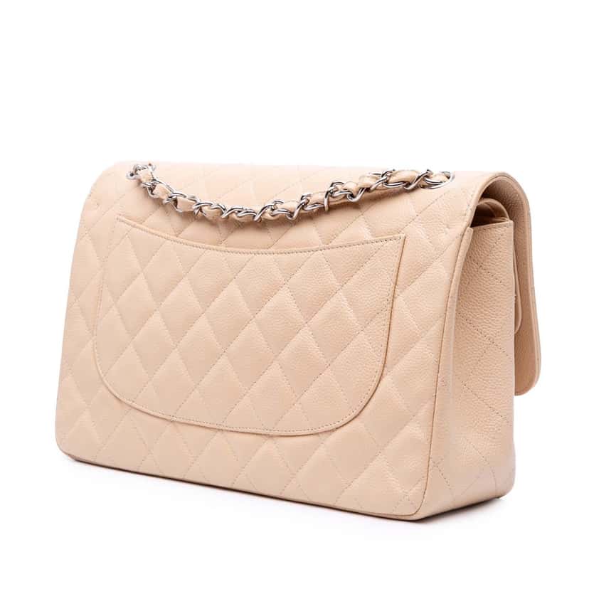 Chanel Jumbo Classic Caviar Double Flap Brown Leather Good condition - Back View