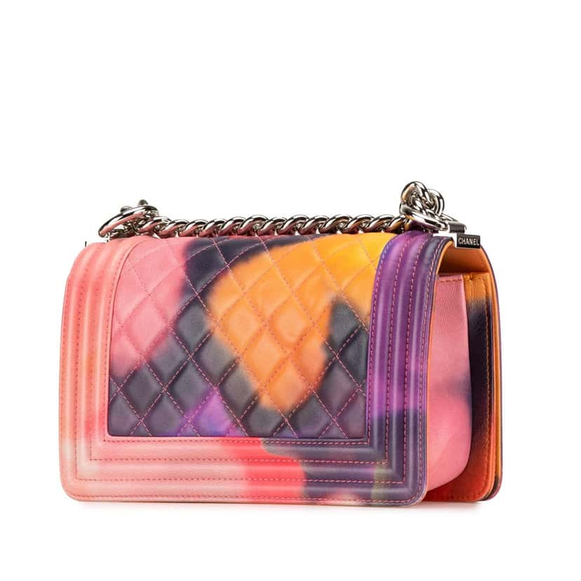 Chanel Small Lambskin Flower Power Boy Flap MultiColor Leather Good condition - Back View