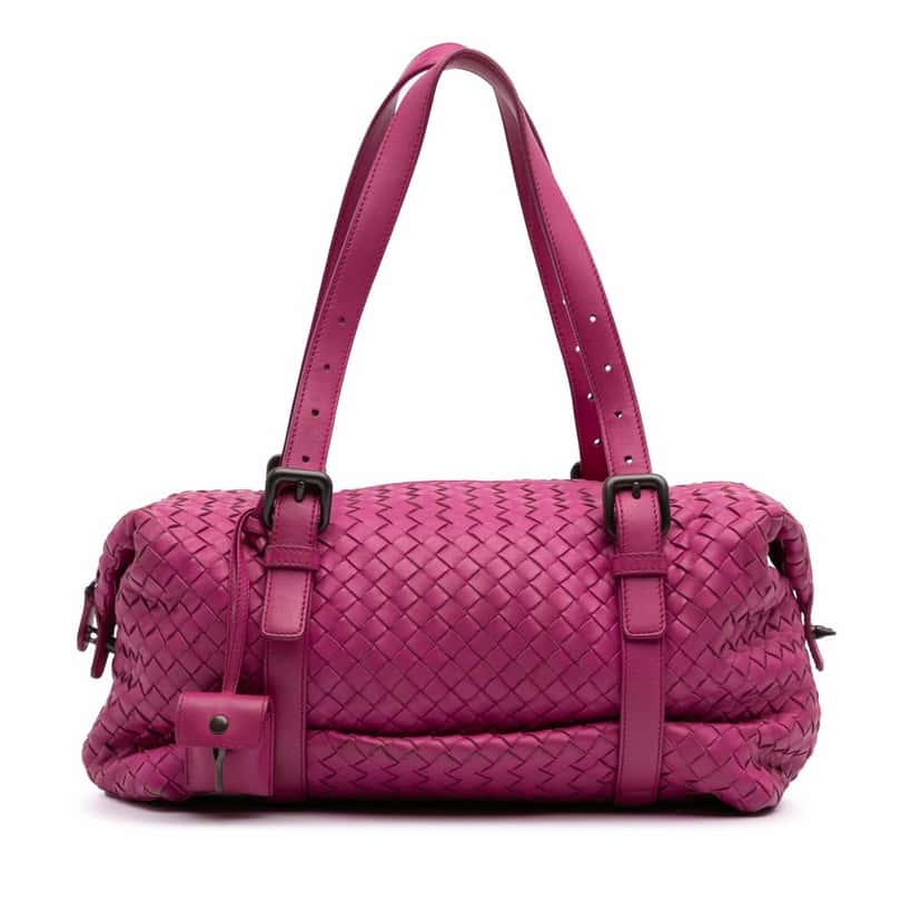 Bottega Veneta Nappa Intrecciato Montaigne Shoulder Bag Pink Leather Good condition - Front View
