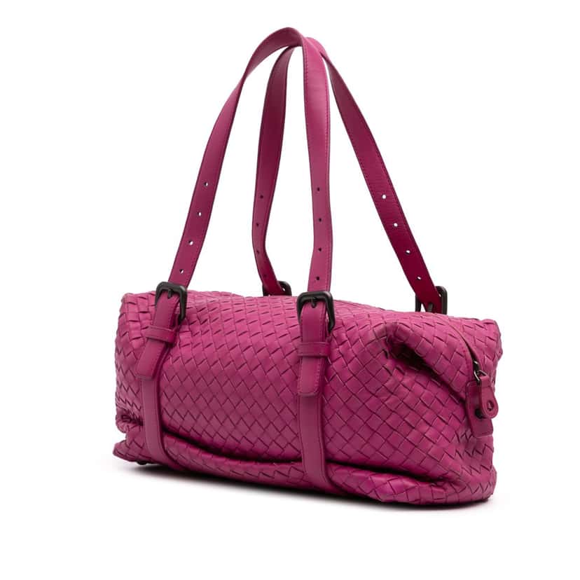 Bottega Veneta Nappa Intrecciato Montaigne Shoulder Bag Pink Leather Good condition - Back View