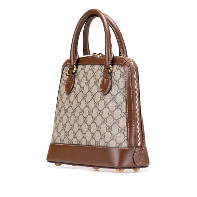 Gucci Small GG Supreme Horsebit 1955 Satchel Brown Canvas Good condition - Back View