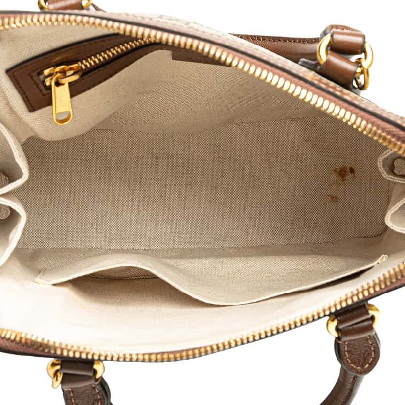 Gucci Small GG Supreme Horsebit 1955 Satchel Brown Canvas Good condition - Model View