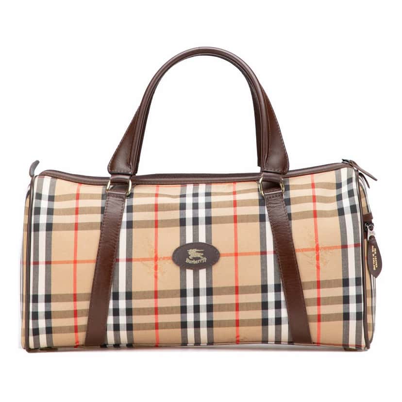Burberry Haymarket Check Canvas Boston Bag Brown Canvas Good condition - Front View