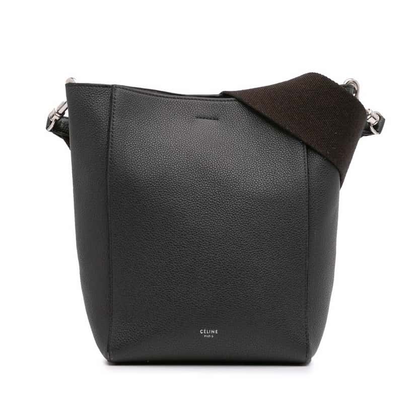 Celine Small Soft Grained Calfskin Seau Sangle Shoulder Bag Brown Leather Good condition - Front View