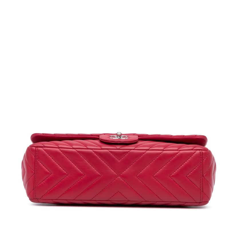 Chanel Maxi Classic Chevron Lambskin Single Flap Pink Leather Good condition - Inside View